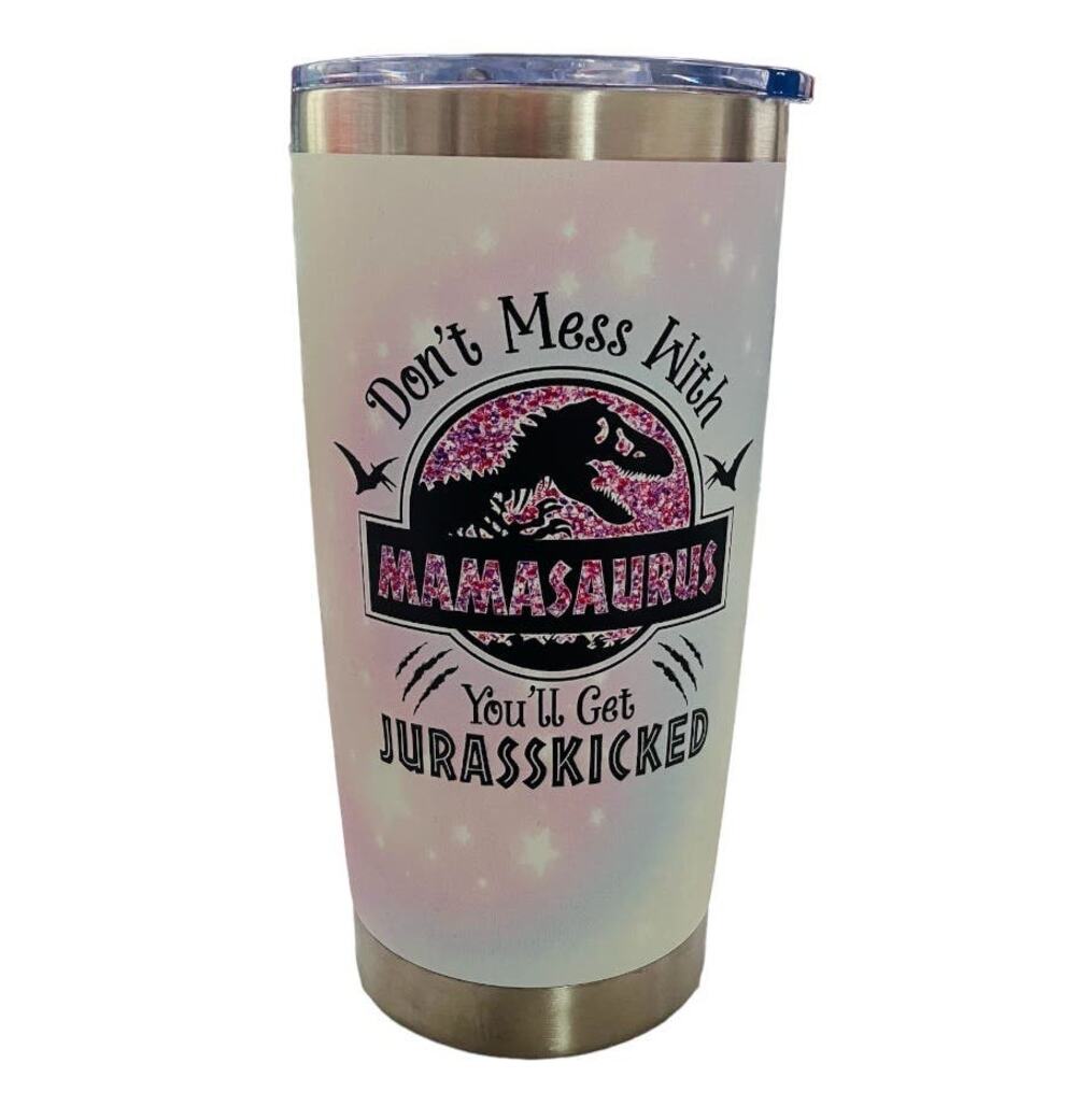 New Tumbler Don't Mess With Mamasarus Light Purple Stars 20 OZ.